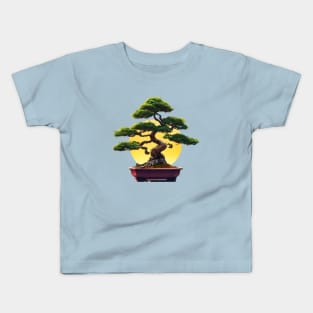 Zen Bonsai Tree Sunset Kids T-Shirt